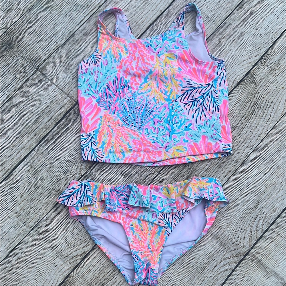 Lilly Pulitzer Pink and Blue Bikini Vibrant Swimwear size 8